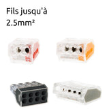 Panachage de 100 bornes S2273 - Connexion rapide - 2/3/5/8 conducteurs – fils rigides 2,5mm² - Wago