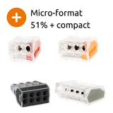 Panachage de 100 bornes S2273 - Connexion rapide - 2/3/5/8 conducteurs – fils rigides 2,5mm² - Wago
