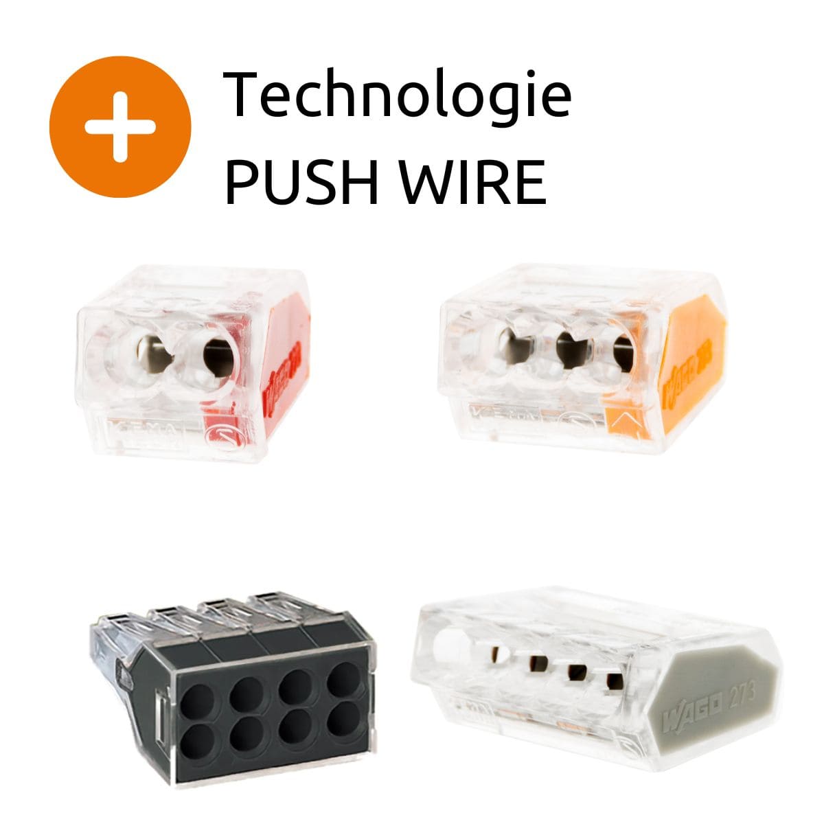 Panachage de 100 bornes S2273 - Connexion rapide - 2/3/5/8 conducteurs – fils rigides 2,5mm² - Wago