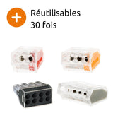 Panachage de 100 bornes S2273 - Connexion rapide - 2/3/5/8 conducteurs – fils rigides 2,5mm² - Wago
