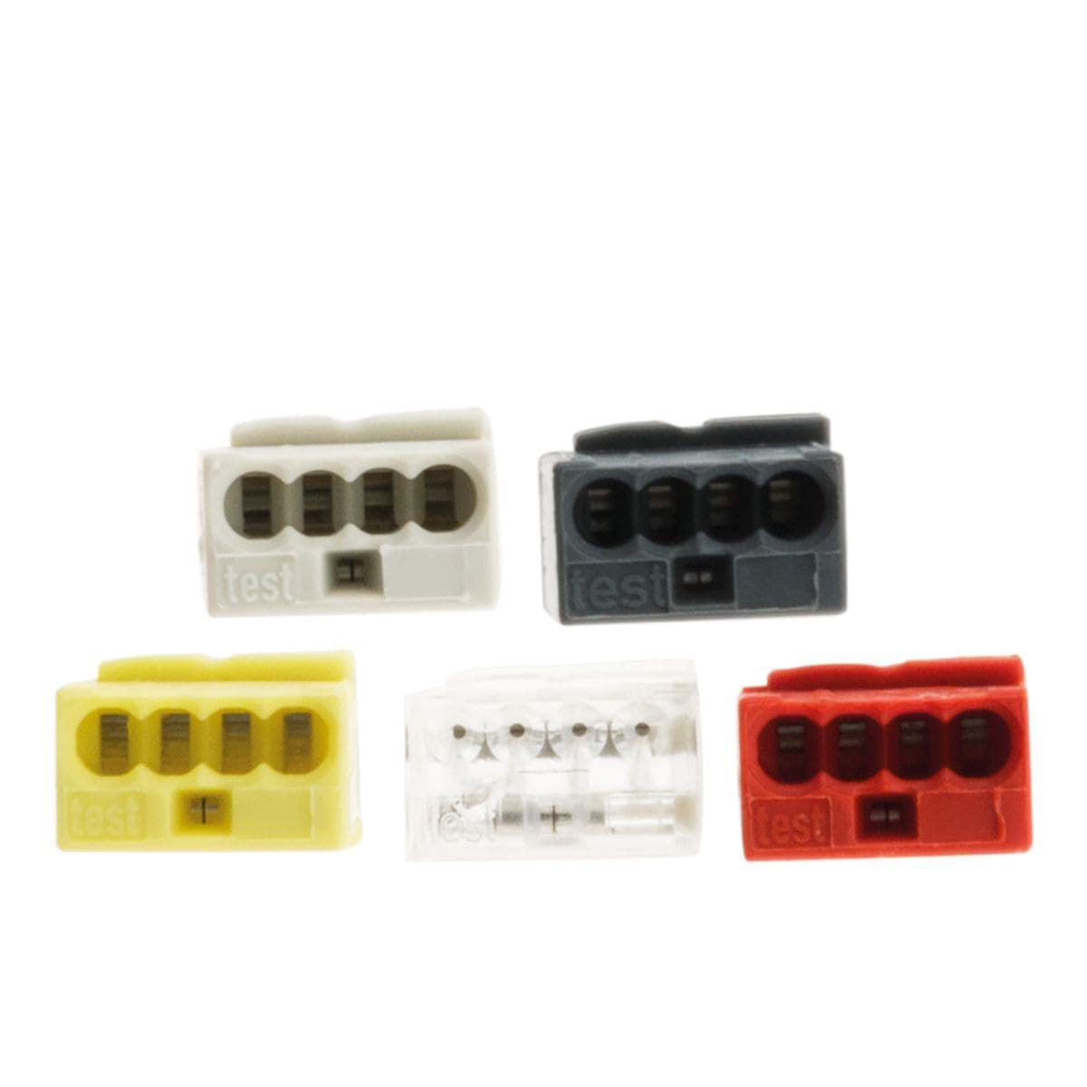 Lot de 5 bornes de raccordement S243 - Conducteurs souples et rigides - 0,6 à 0,8 mm² - 4 pôles - Wago
