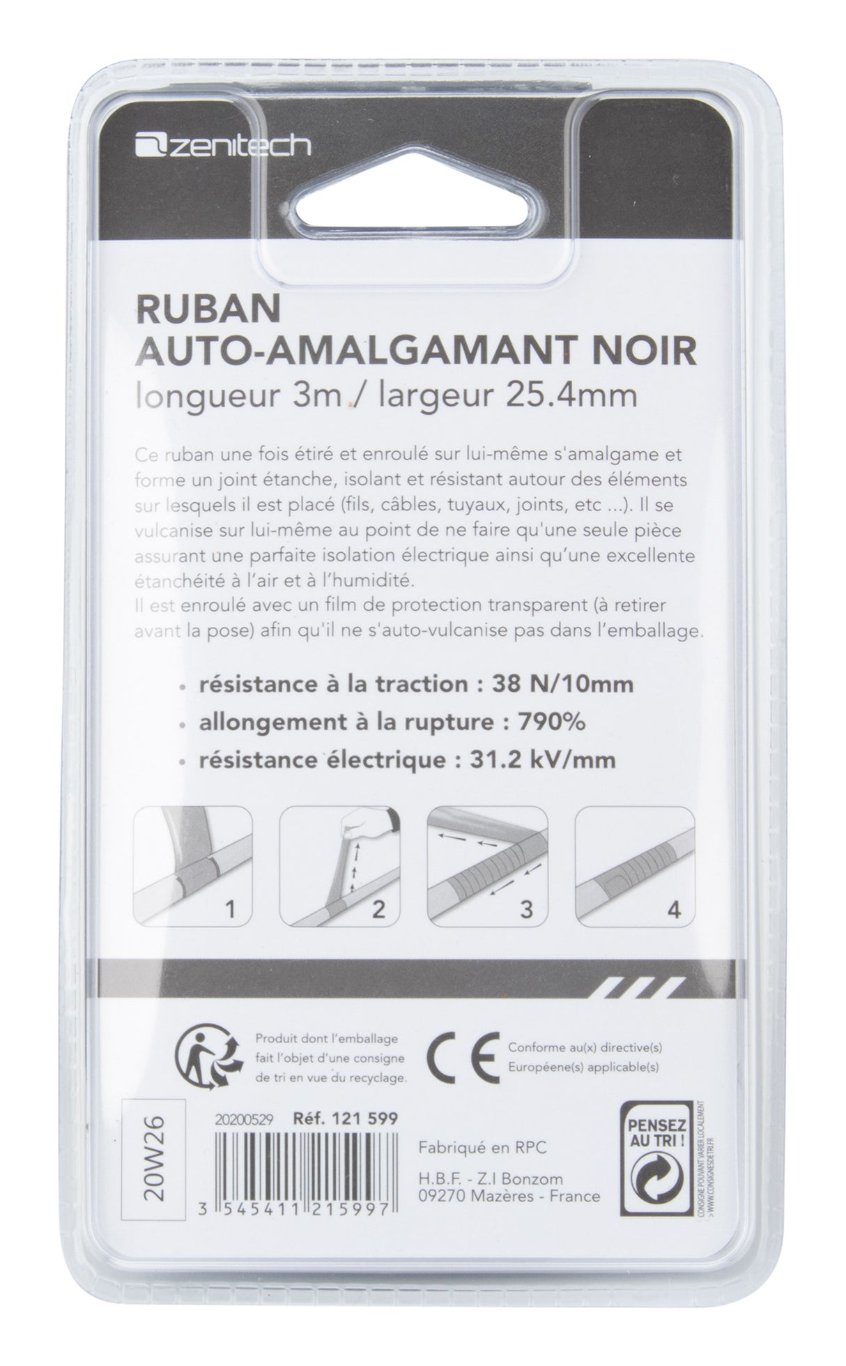 Ruban adhésif anti fuites 3m - Noir - Zenitech