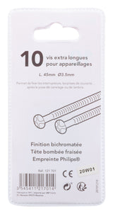 Lot de 10 vis de fixation appareillage 45xØ3,5mm - Zenitech