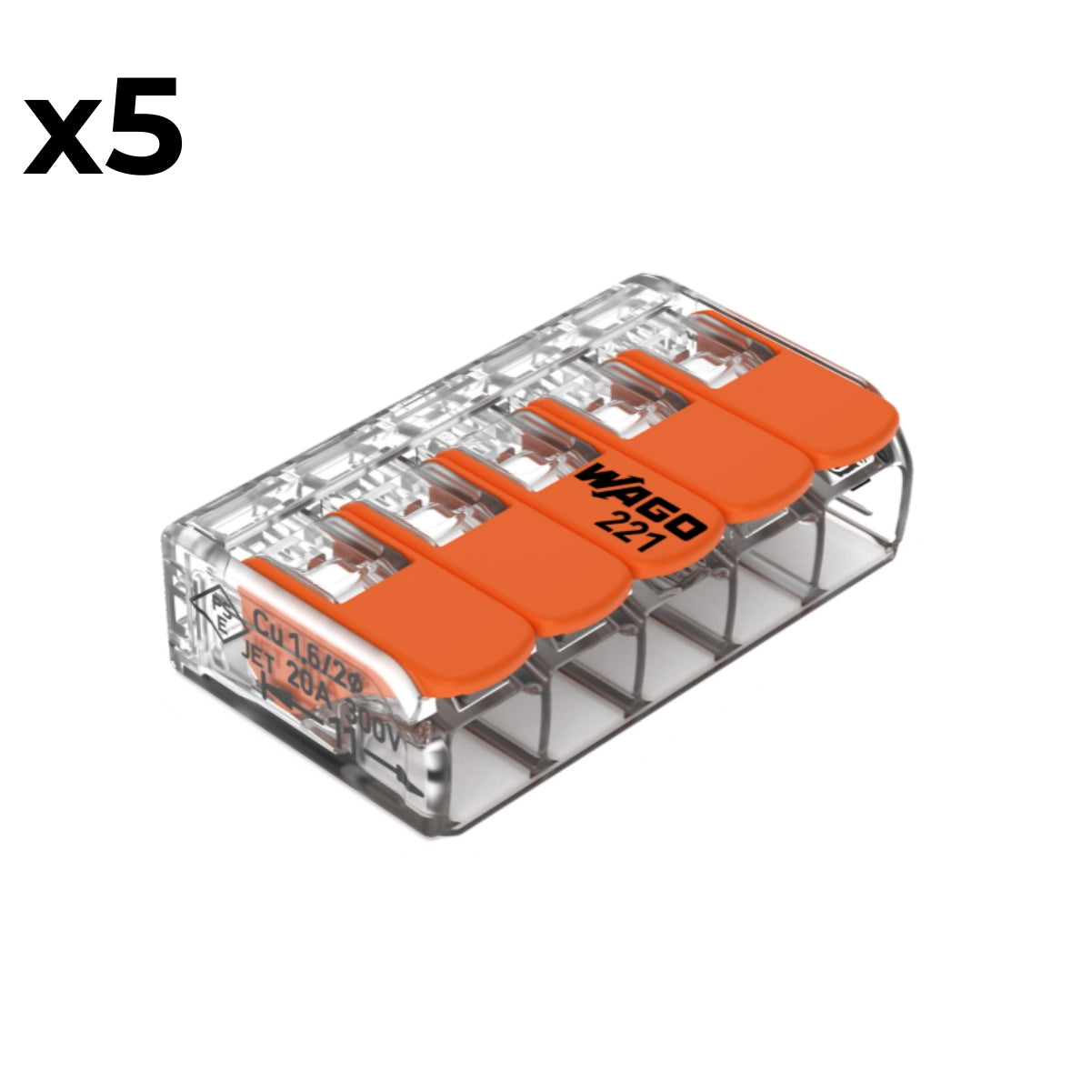 Sachet de 5/10 bornes 2/3/5 entrées 221 Wago
