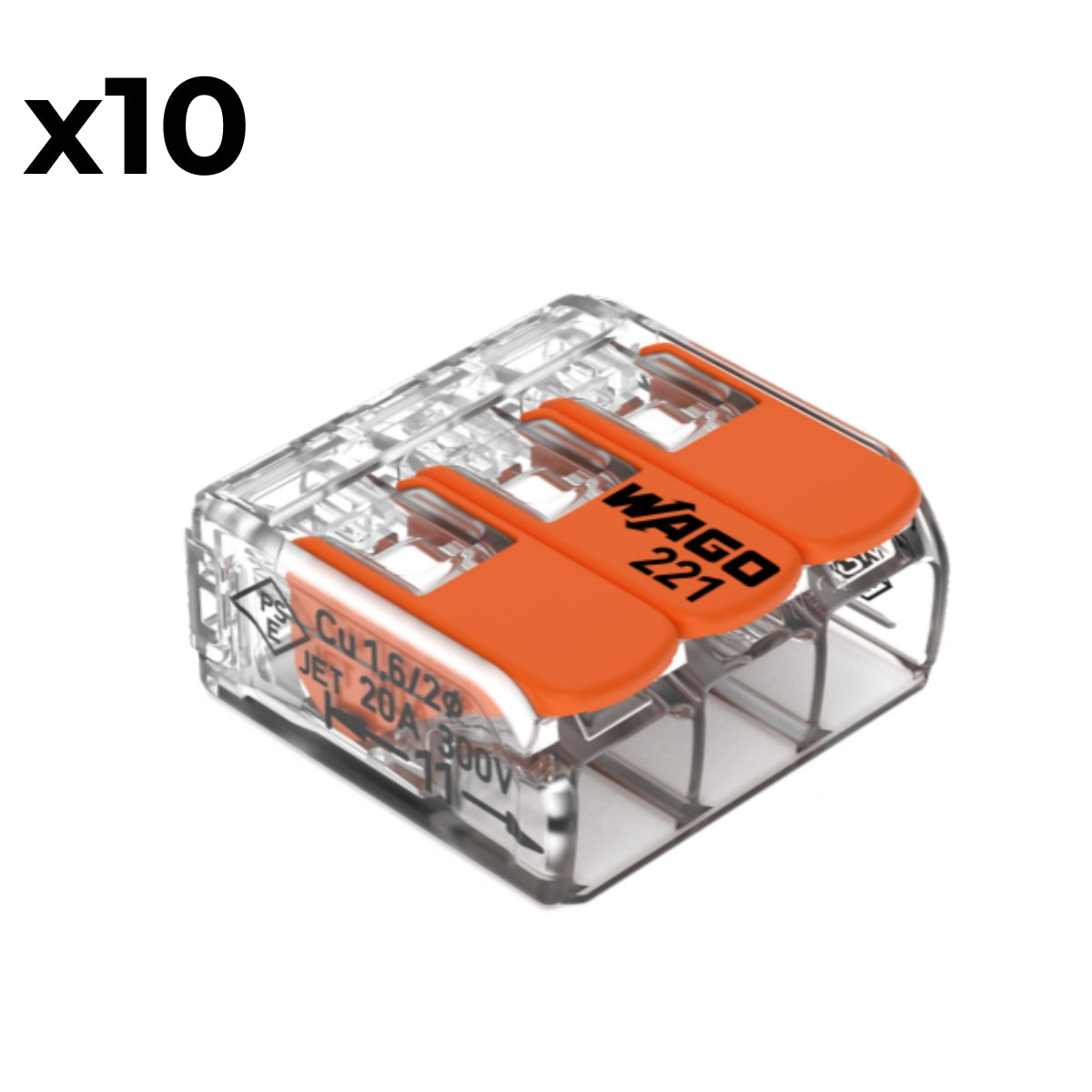 Sachet de 5/10 bornes 2/3/5 entrées 221 Wago
