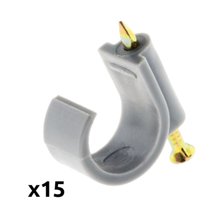 Lot de 15 attaches plastiques Ø16mm - Gris - Zenitech