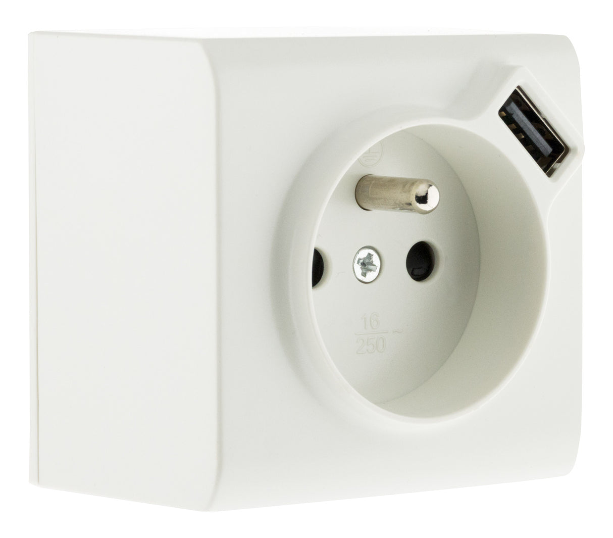 Prise 2P+T et USB en saillie - blanc - Zenitech