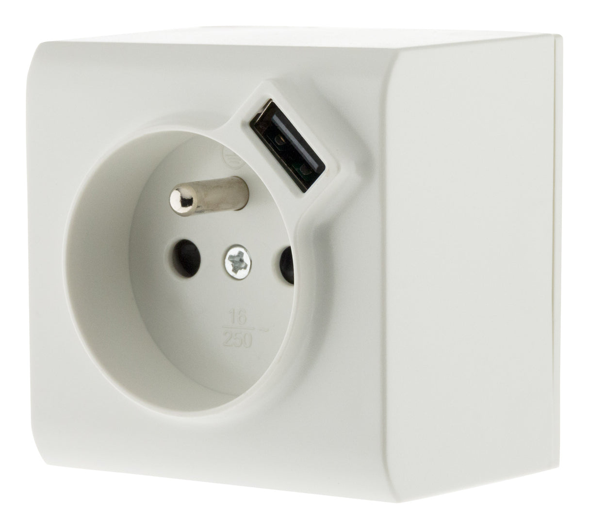 Prise 2P+T et USB en saillie - blanc - Zenitech
