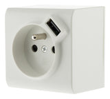 Prise 2P+T et USB en saillie - blanc - Zenitech