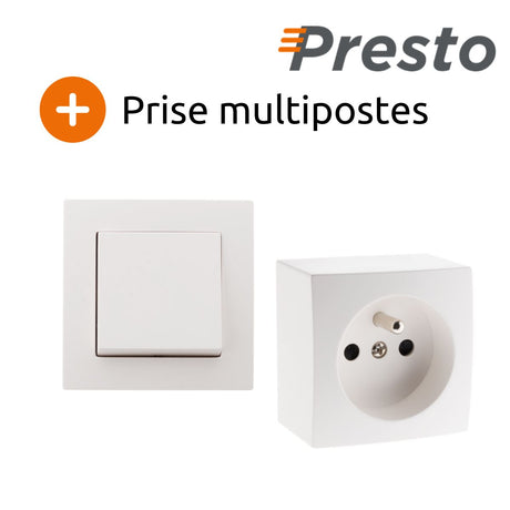 Lot de 2 interrupteurs va et vient + 4 prises 16A en saillie - Blanc - Presto - Zenitech