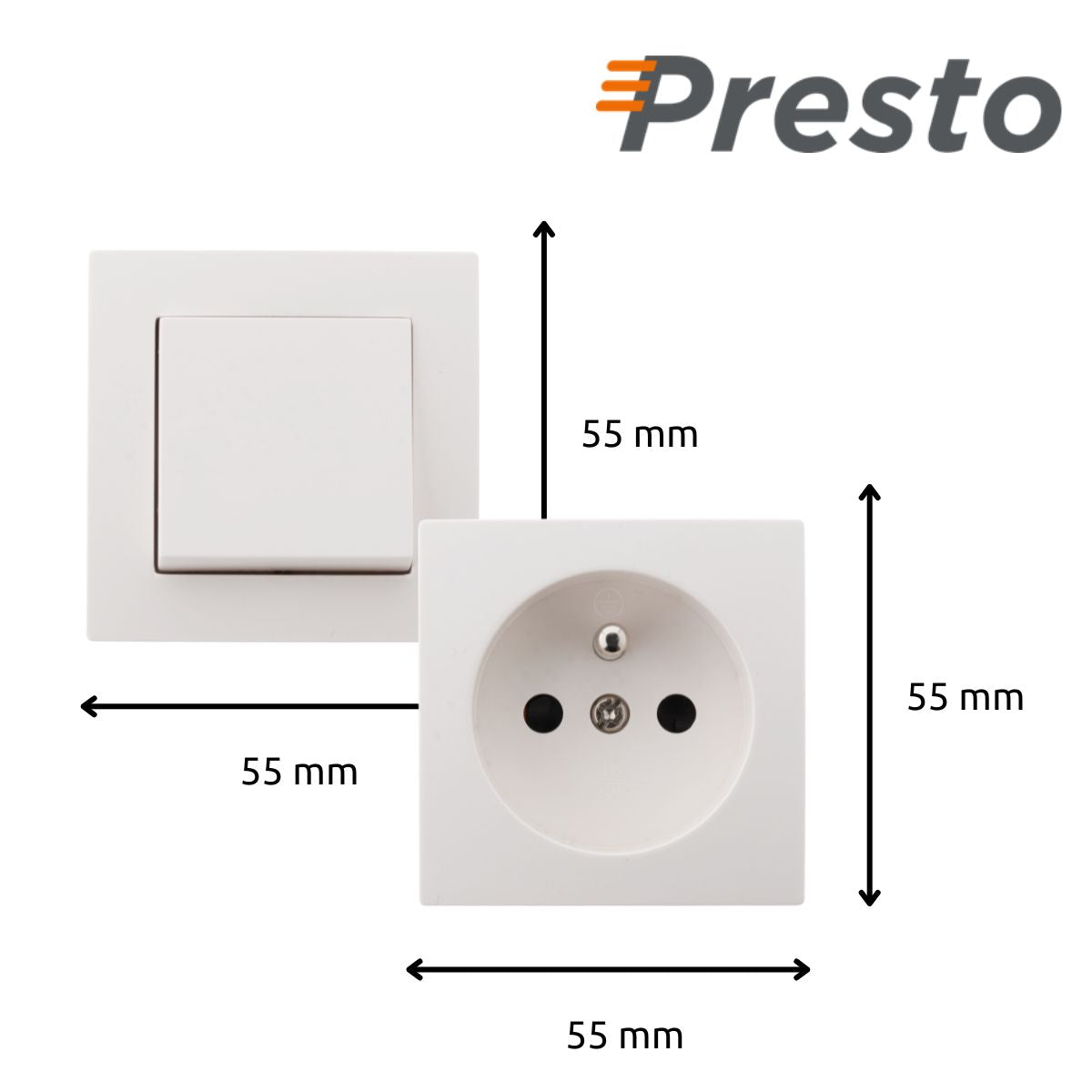 Lot de 2 interrupteurs va et vient + 4 prises 16A en saillie - Blanc - Presto - Zenitech