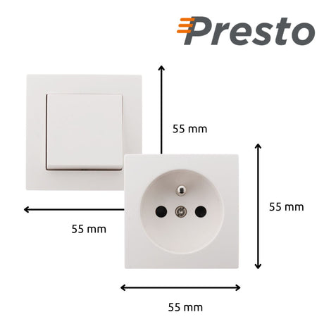 Lot de 2 interrupteurs va et vient + 4 prises 16A en saillie - Blanc - Presto - Zenitech