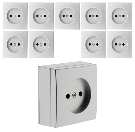 Prise 2P 10A saillie chrome - Zenitech