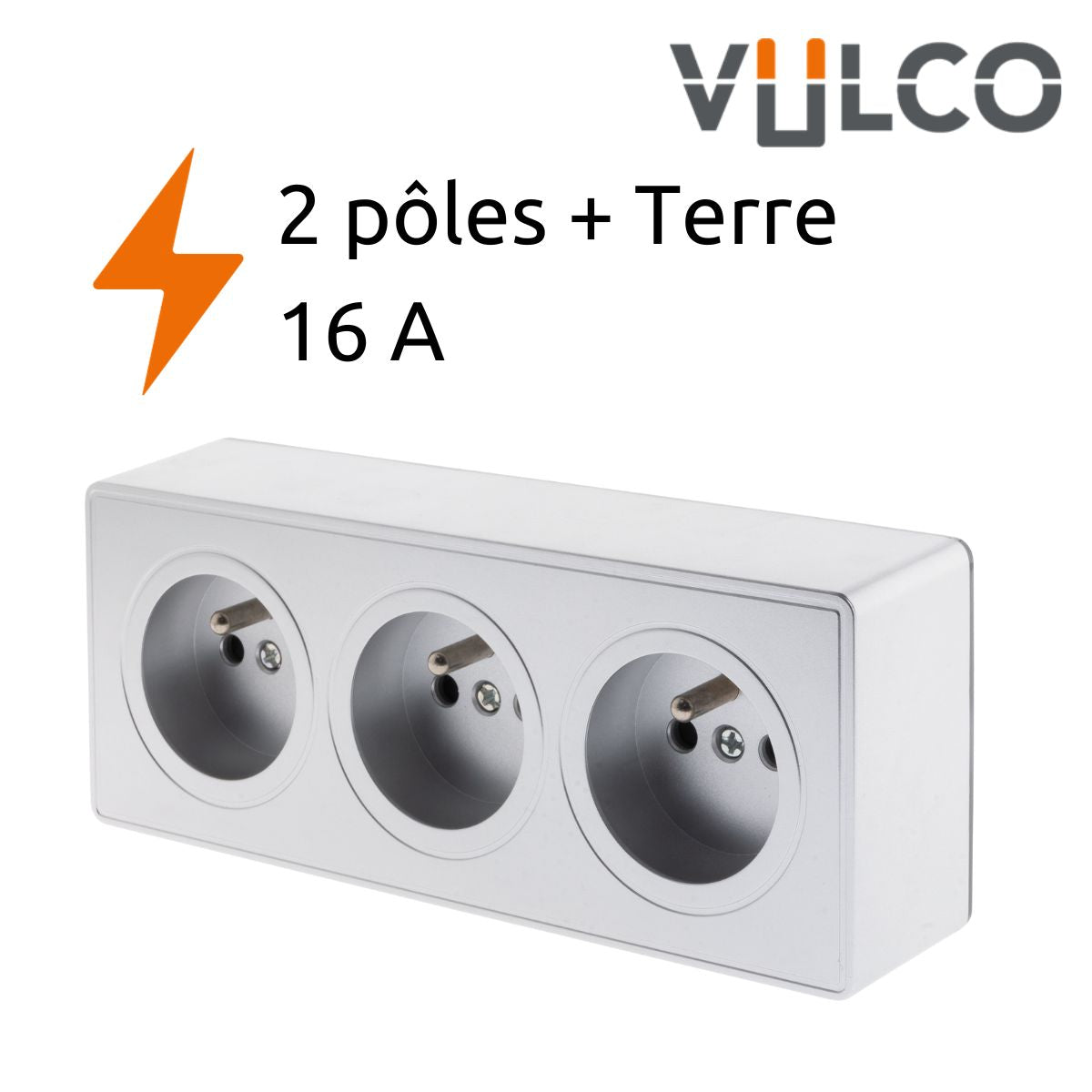 Prise triple saillie 2P+T Vulco Zenitech