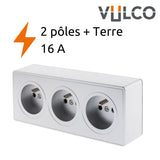 Prise triple saillie 2P+T Vulco Zenitech