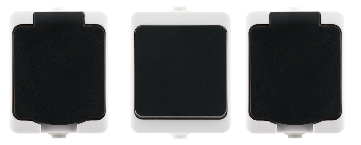 Lot interrupteur va et vient + 2 prises 2P+T IP54 - Zenitech