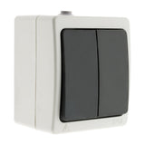 Double interrupteur va et vient 10A IP54 - noir - Aquae - Zenitech