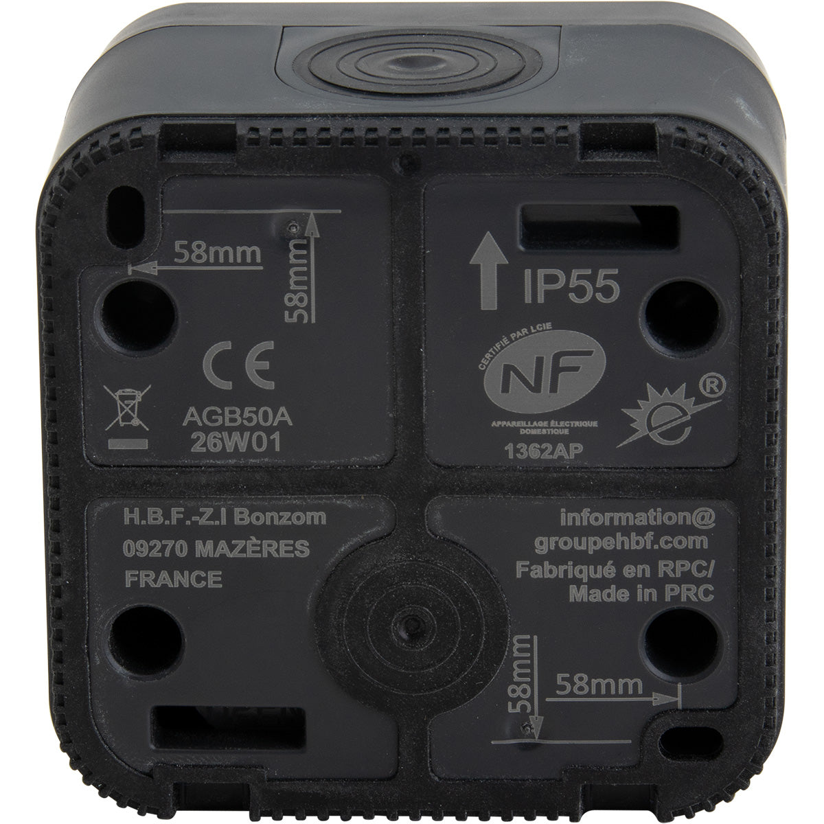 Bouton poussoir étanche IP55 bornes automatiques - en saillie - gamme Granite - Protec