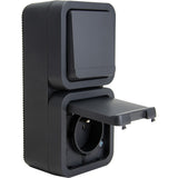Prise type E IP55 - 2P+T 16A + va et vient - bornes auto - saillie - gamme Granite - Protec
