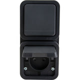 Prise type E IP55 - 2P+T 16A + va et vient - bornes auto - saillie - gamme Granite - Protec