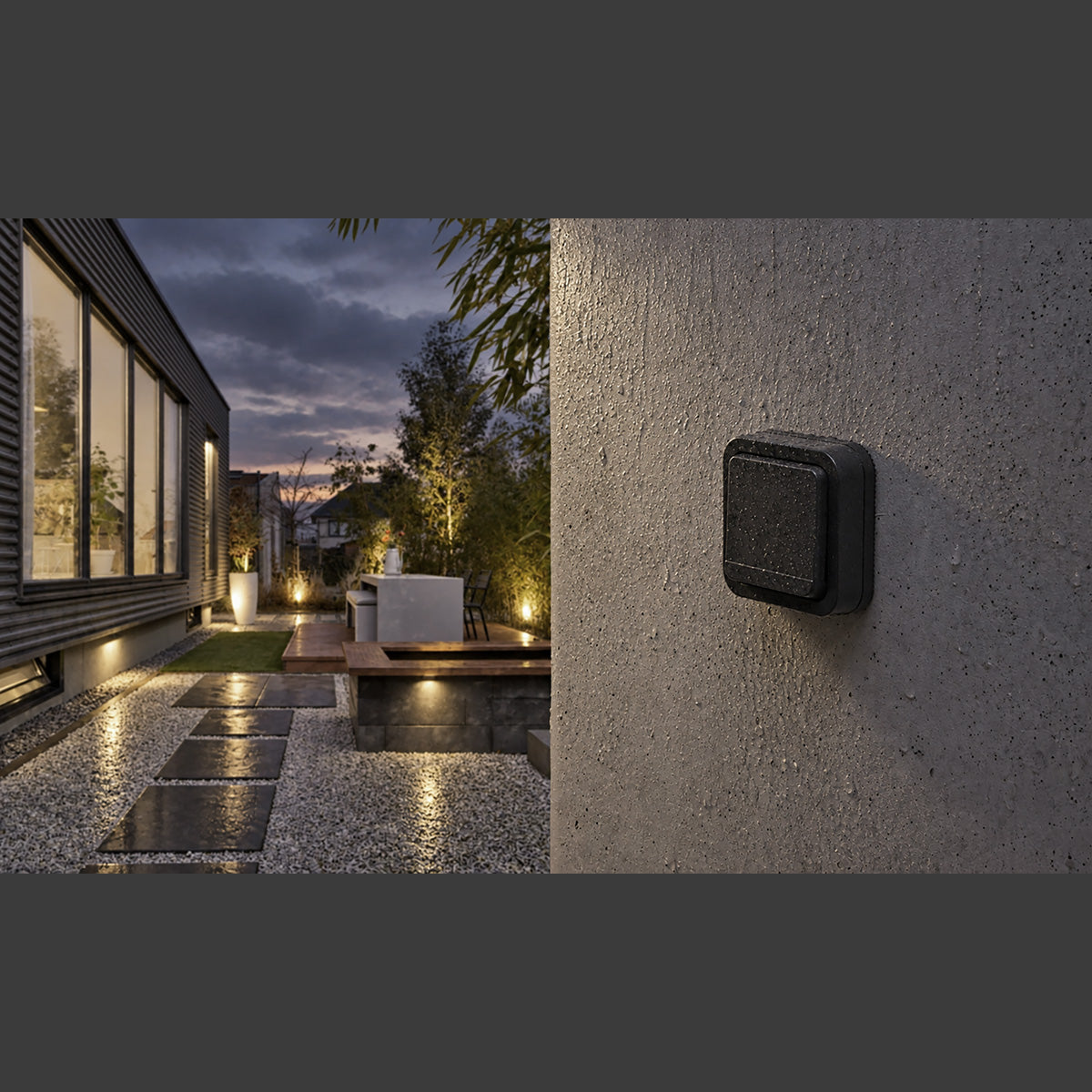 Commande éclairage va-et-vient ou sonnette IP55 - bornes auto - saillie - gamme Granite - Protec