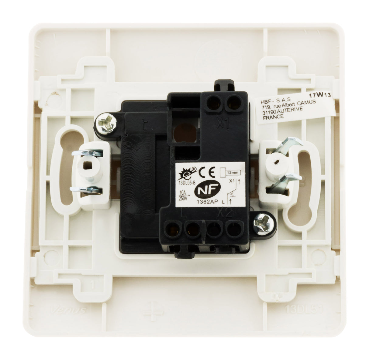 Bouton poussoir bornes auto - blanc - Venus - Zenitech