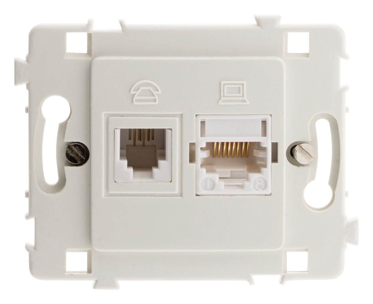 Prise RJ11 + RJ45 nu - blanc - Clarys - Zenitech