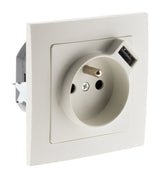 Prise 2P+T 16A encastrable + USB 2,1A - blanc - Zenitech