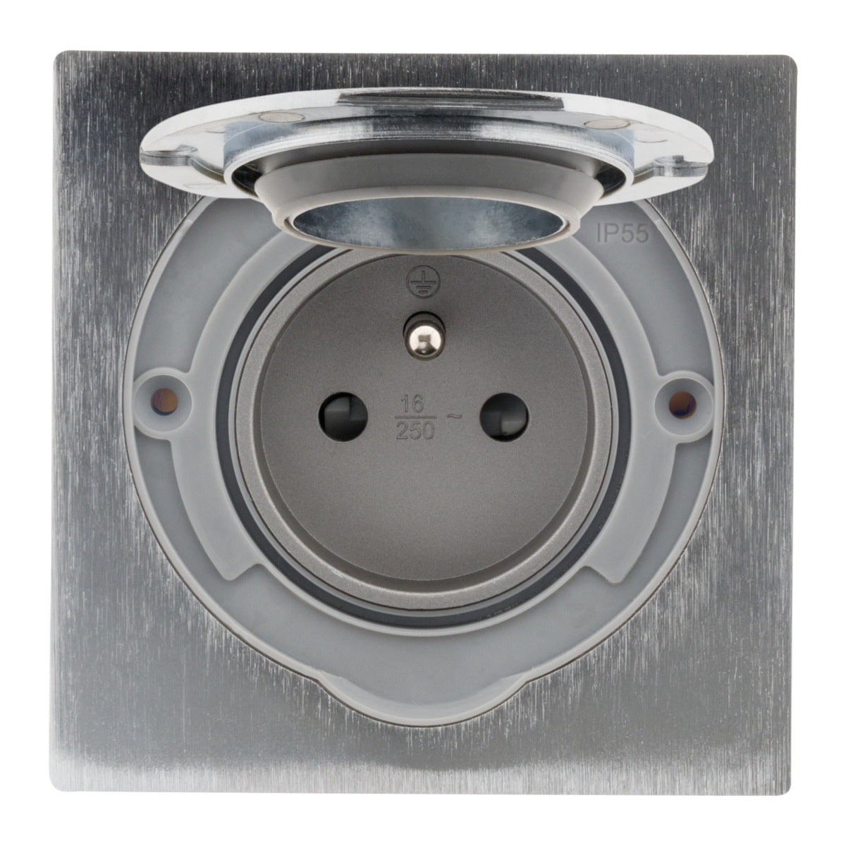 Prise de sol 16A 2P+T finition alu brossé - IP55 - Zenitech