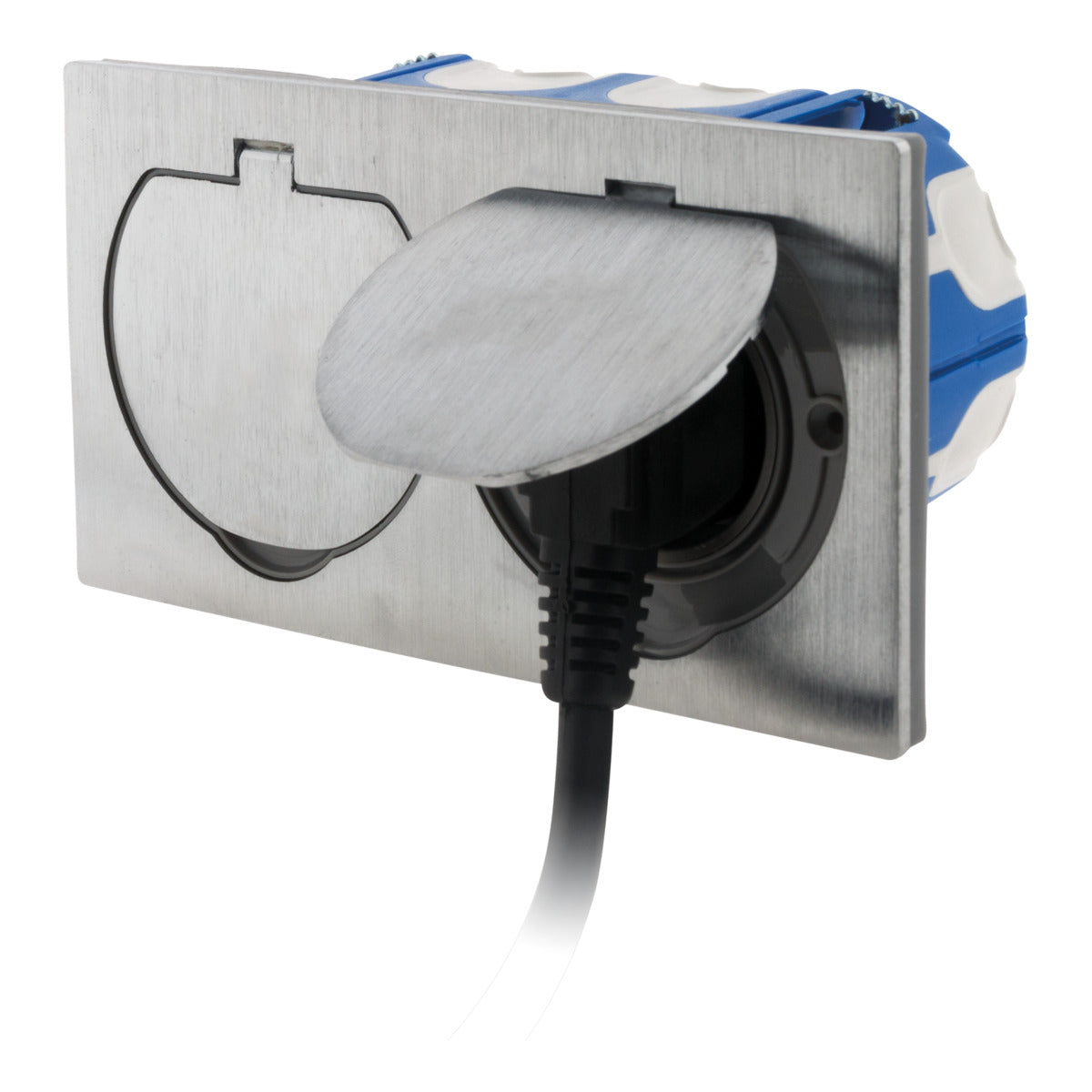 Prise de sol 16A 2P+T finition alu brossé - IP55 - Zenitech