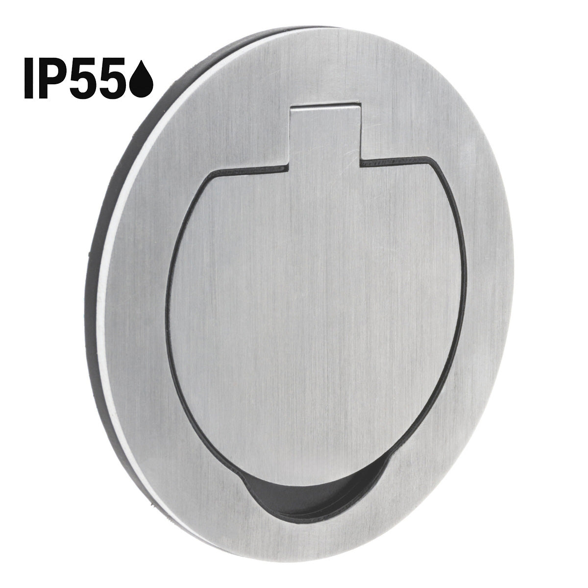 Prise de sol étanche ronde Initiale 16A - 2P+T IP55 - Métal Brossé - Protec