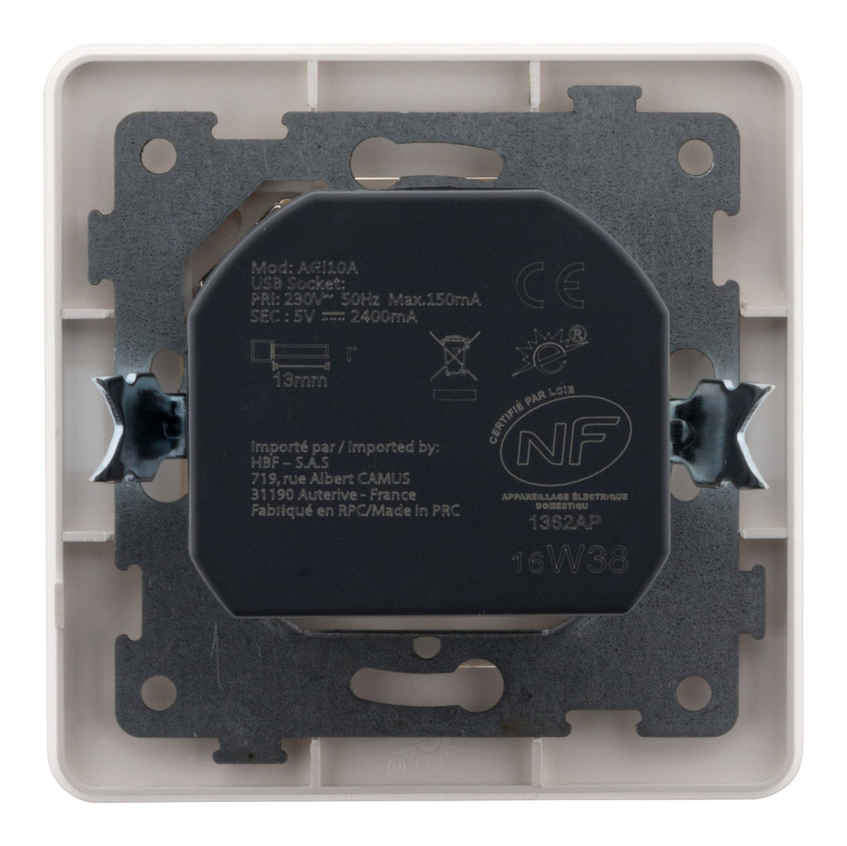 Prise 2P+T + USB 2,4A Artezo - Zenitech