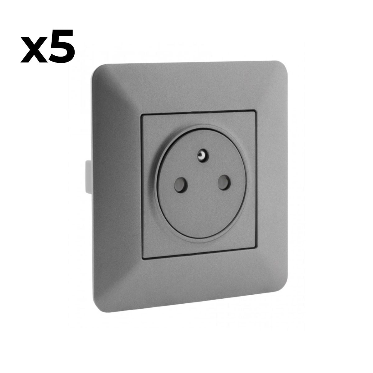 Prise Artezo affleurante 2P+T - titanium - Zenitech