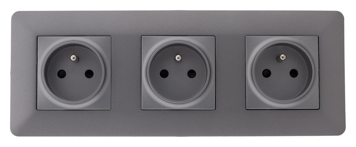 Triple prise 2P+T Artezo - titanium - Zenitech