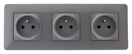 Triple prise 2P+T Artezo - titanium - Zenitech