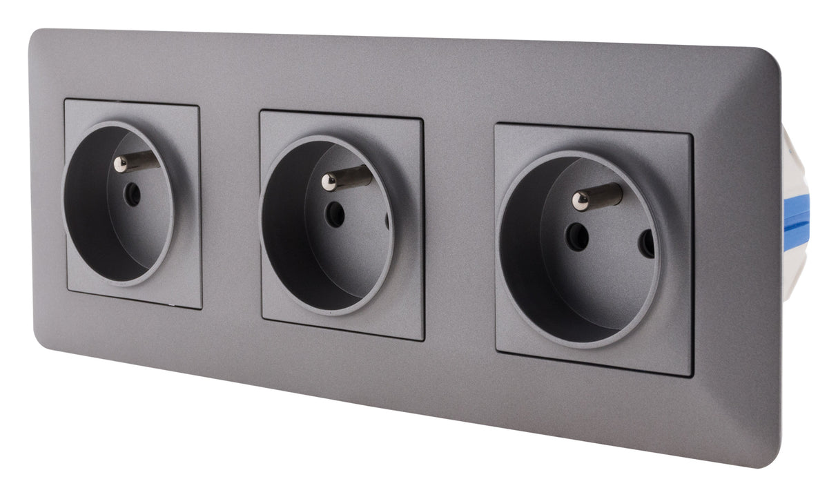 Triple prise 2P+T Artezo - titanium - Zenitech
