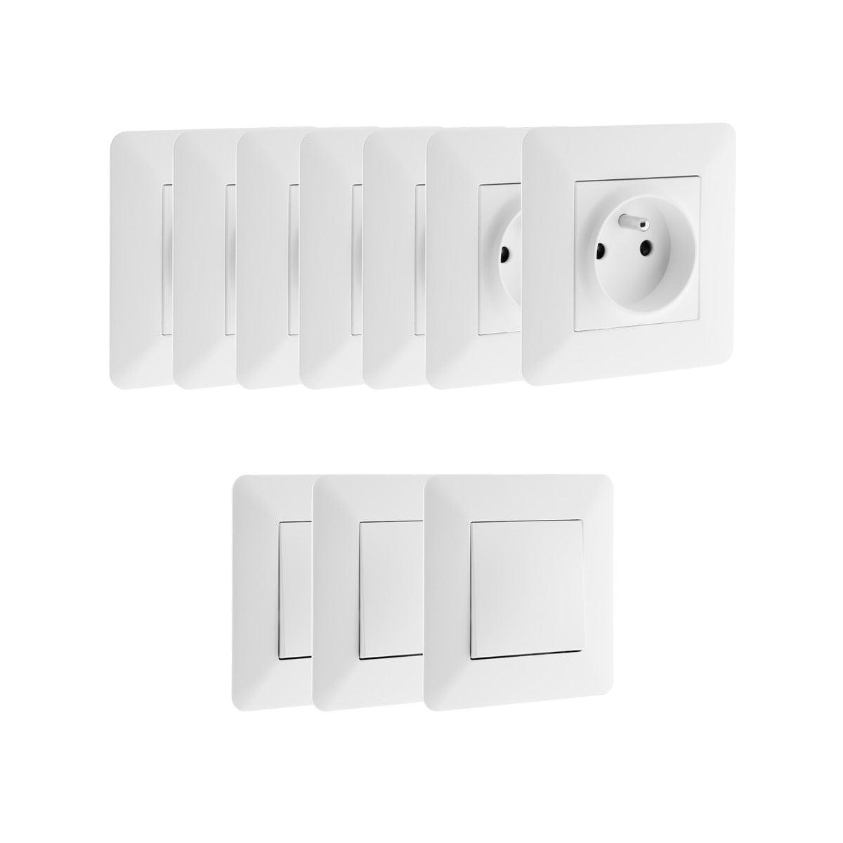 Lot de 7 prises + 3 va et vient - Blanc - Artezo - Zenitech