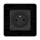 Prise 2P+T 16A simple complet - métal Noir brossé - Kouro - Zenitech