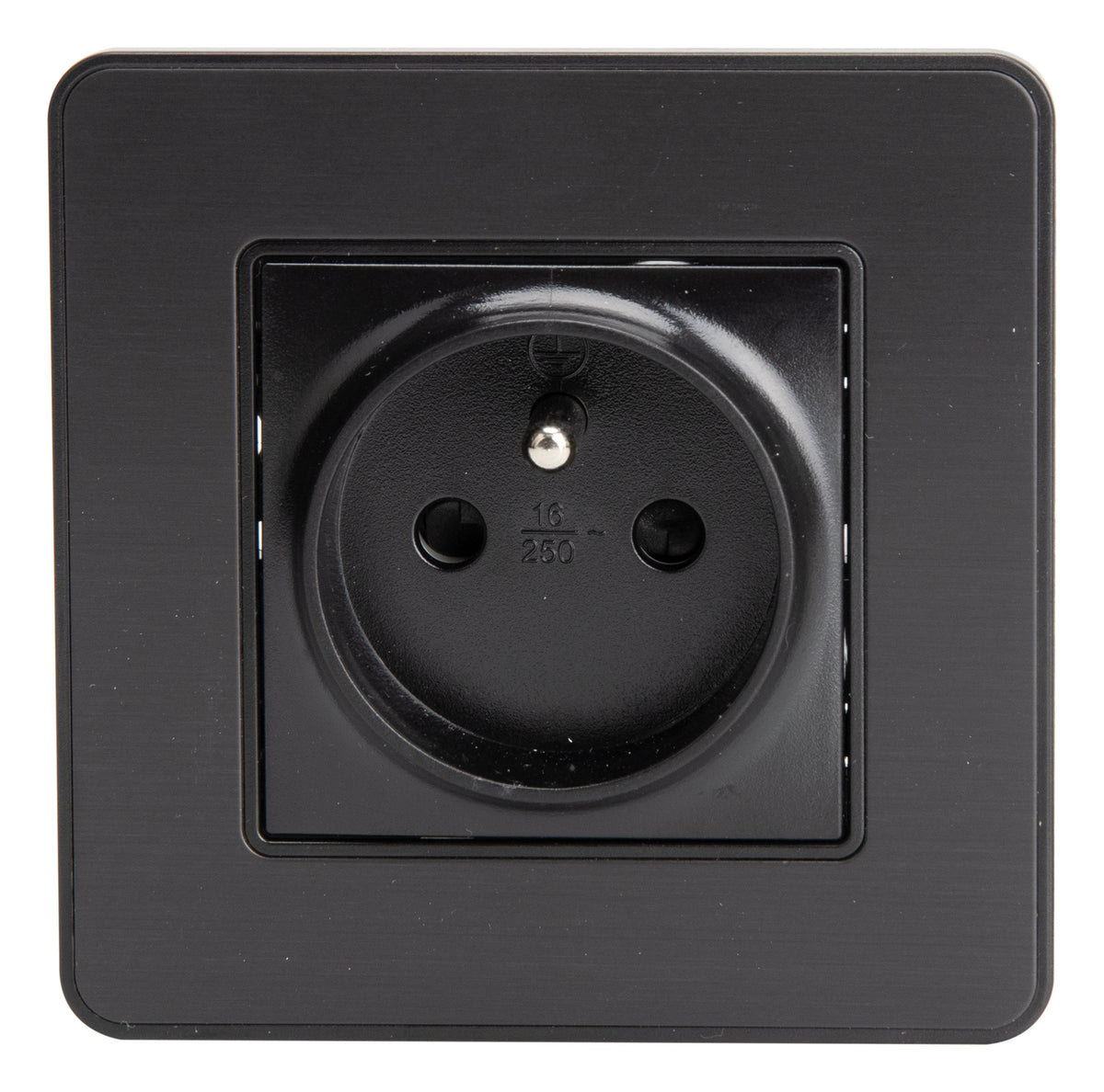 Prise 2P+T 16A simple complet - métal Noir brossé - Kouro - Zenitech