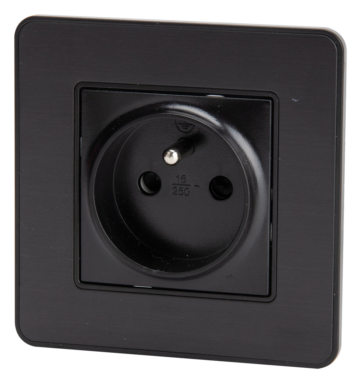Prise 2P+T 16A simple complet - métal Noir brossé - Kouro - Zenitech