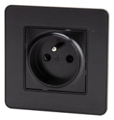 Prise 2P+T 16A simple complet - métal Noir brossé - Kouro - Zenitech