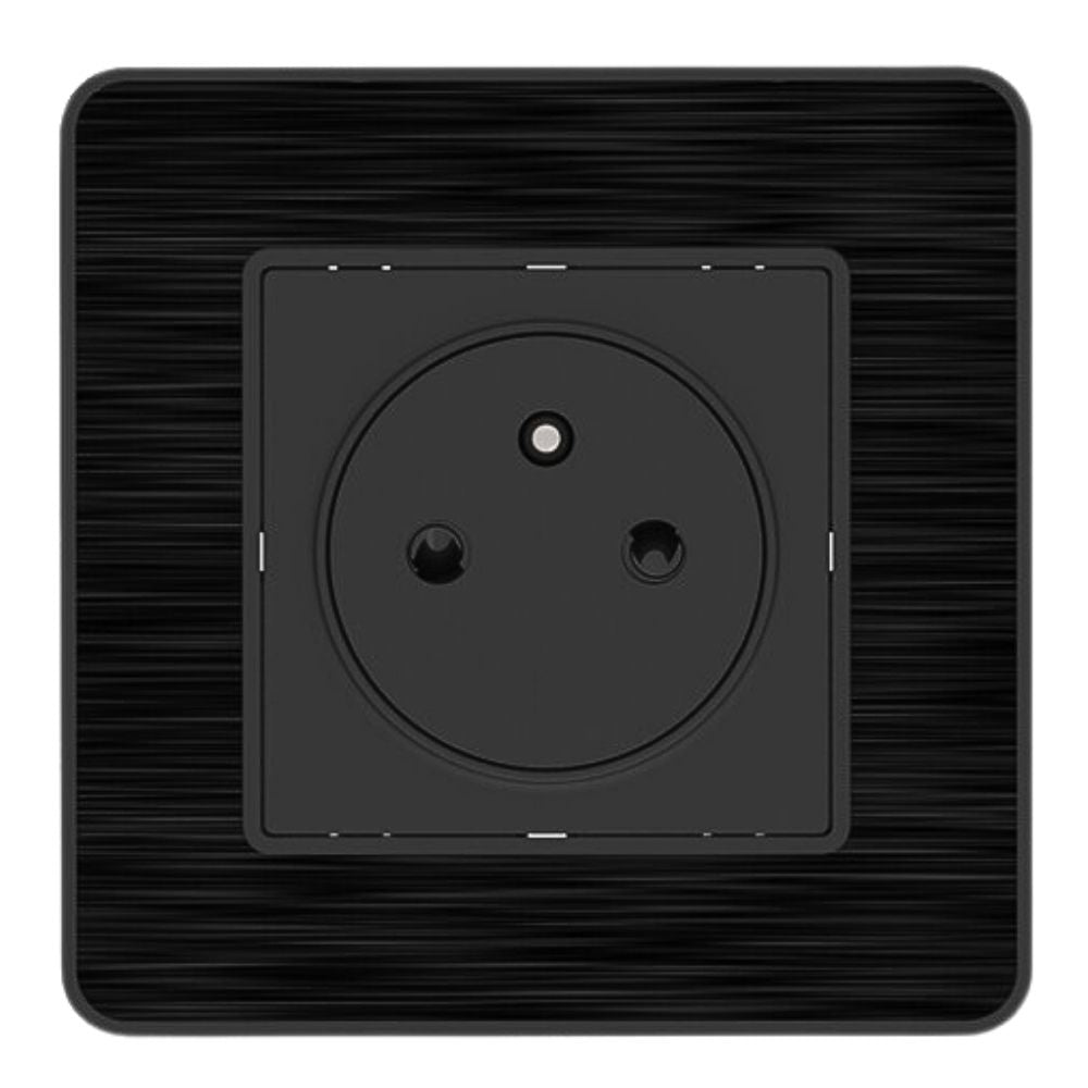 Prise 16A 2P+T Easy Eject en métal noir brossé - Kouro - Zenitech