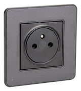 Prise 16A 2P+T Easy Eject en métal noir brossé - Kouro - Zenitech