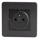 Prise 16A 2P+T Easy Eject en métal noir brossé - Kouro - Zenitech