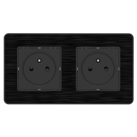 Prise 16A 2P+T Easy Eject en métal noir brossé - Kouro - Zenitech