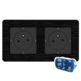 Prise 16A 2P+T Easy Eject en métal noir brossé - Kouro - Zenitech