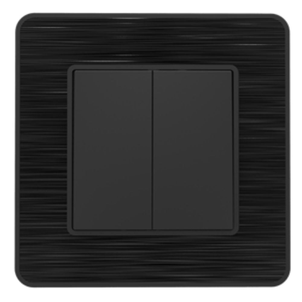 Interrupteur complet va et vient double 10A - métal Noir brossé - Kouro - Zenitech
