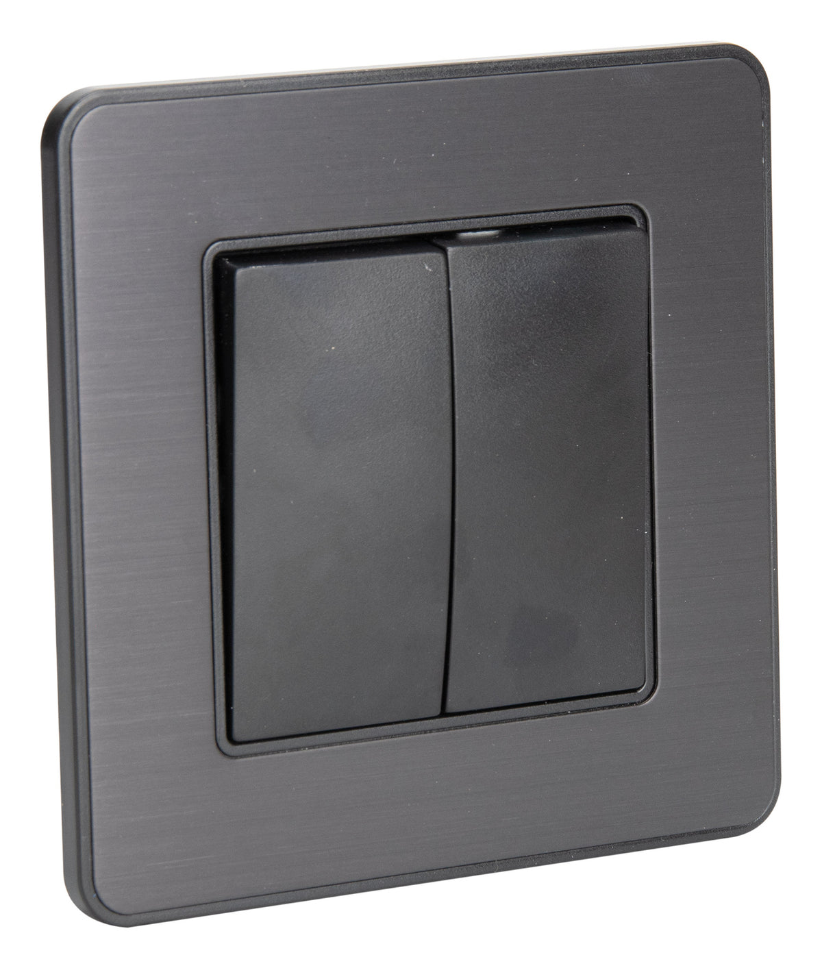 Interrupteur complet va et vient double 10A - métal Noir brossé - Kouro - Zenitech