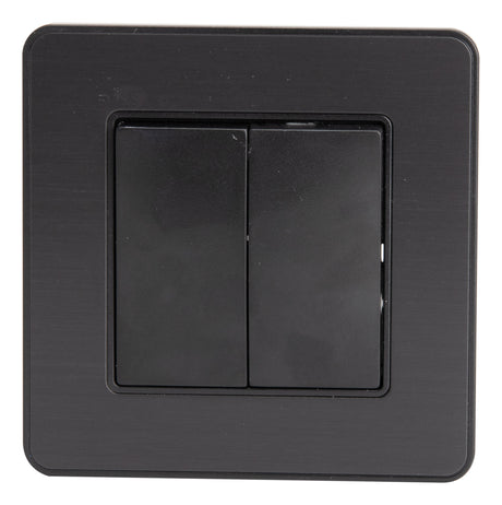 Interrupteur complet va et vient double 10A - métal Noir brossé - Kouro - Zenitech