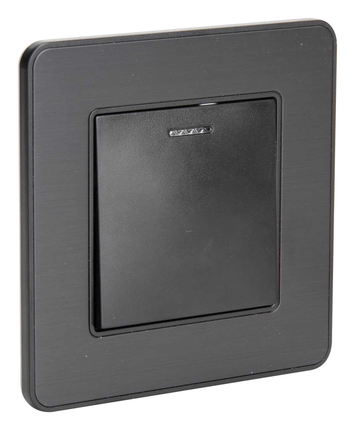 Interrupteur simple complet va et vient à voyant 10A - métal Noir brossé - Kouro - Zenitech